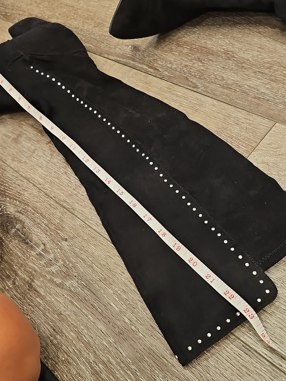 O- [Like NEW] Sexy Black Studded Over-the-Knee Boots Block Heel SZ 10 Wide Calf